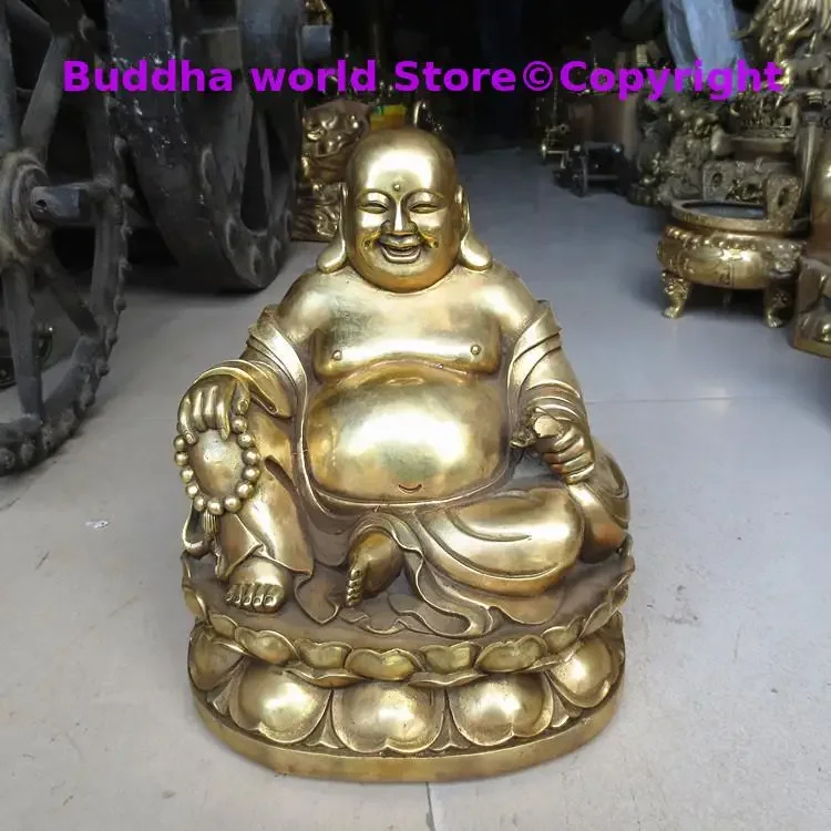 Large Asia Buddha statue Home store company bring money GOOD LUCK God of wealth Maitreya Buddha MI LE FO copper Sculpture