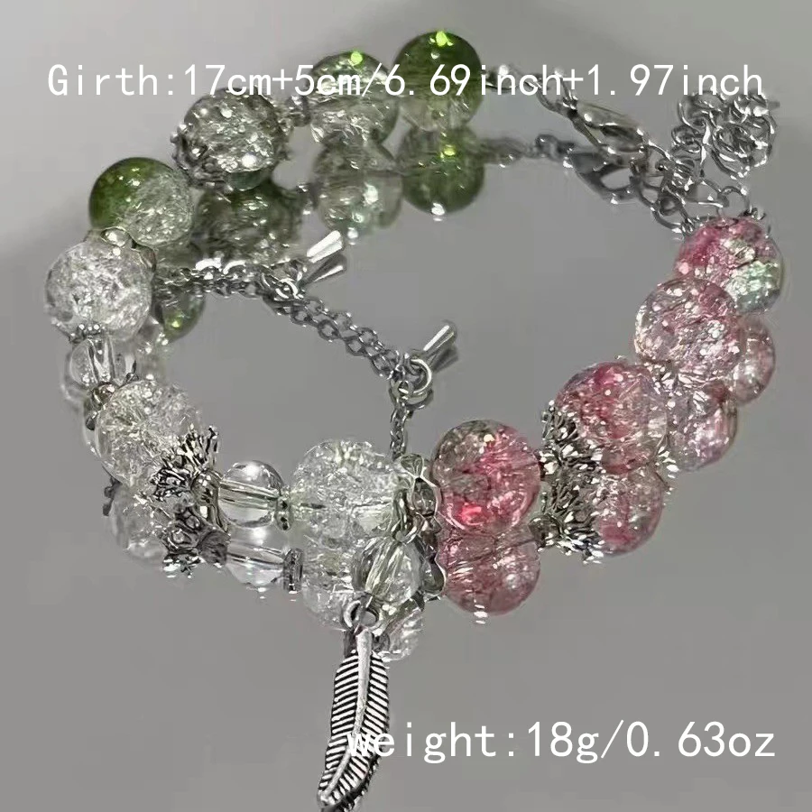 Nischen-Design Super Feenhaftes Schmetterlingsarmband für Damen, Süßes Grünes Perlen-Quasten-Kettenarmband, Elastisches Armband, Exquisiter Partyschmuck – Detail 14