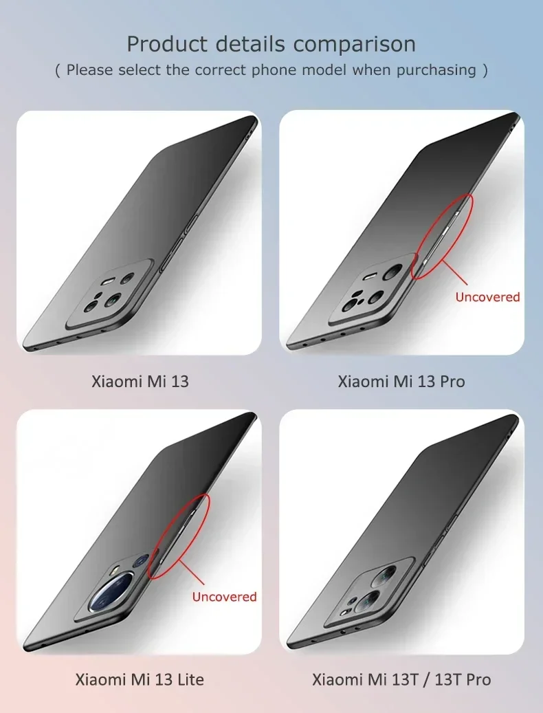 Etui na Xiaomi Mi 14 Shockproof Covers Hard PC Ultra Slim Matte Cover dla Xiaomi Mi13 Mi 13 14 13T Pro Lite 5G Etui na telefon — zdjęcie 6