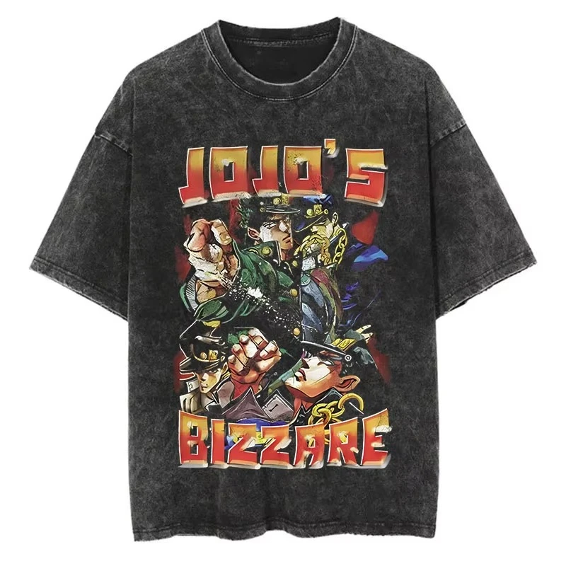 

Футболка с аниме-принтом Jojo S Bizarre Adventure 2026 Summer, мужская хлопковая футболка, уличная одежда, повседневный стиль, японский манга-стиль