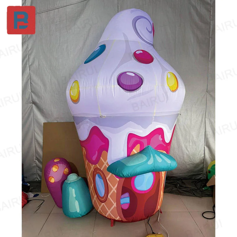 

Inflatable ice cream cones with blowers, outdoor dessert shop event decoration and promotional props