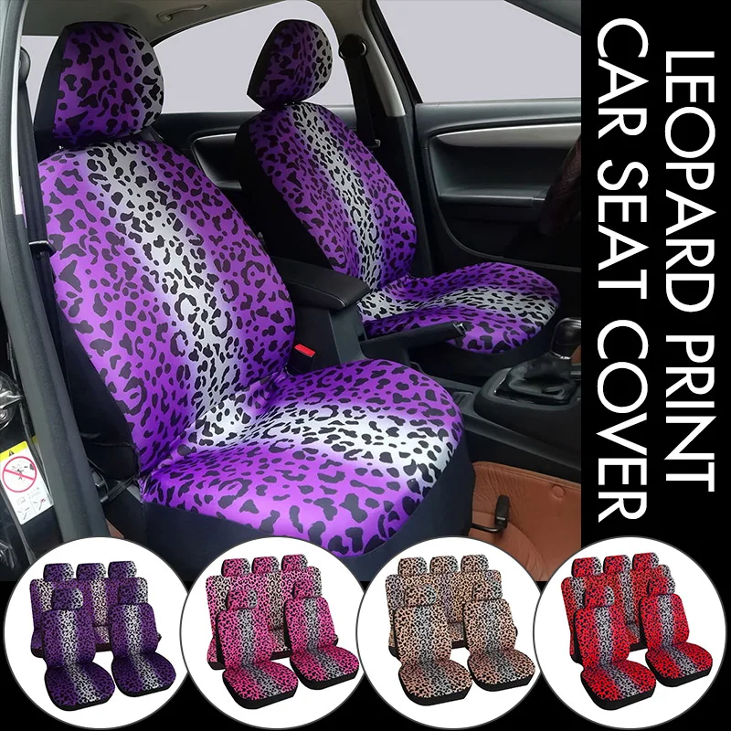 

Fashion Leopard Print Car Seat Cover Full Surrounding Four Seasons Universal Breathable Non-slip Cushion Cover Car Interior