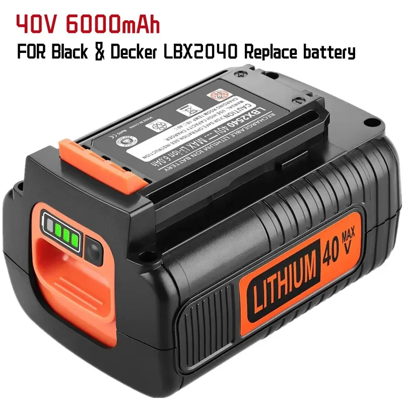 

6000mAh 40 Volt Max Lithium Battery Replacement for Black and Decker 40V Battery LBX2040 LBXR36 LBXR2036 LST540 LCS1240 LBX1540