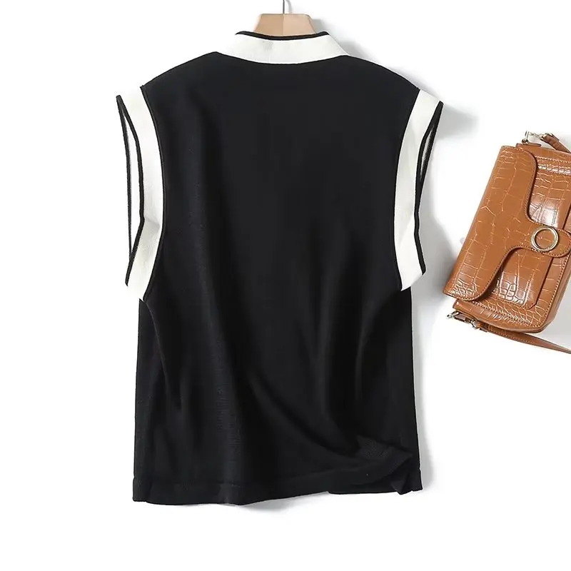 

Withered French Fashion Knitted Tank Top Vest Office Ladies Single breasted Knitted Cardigan Women