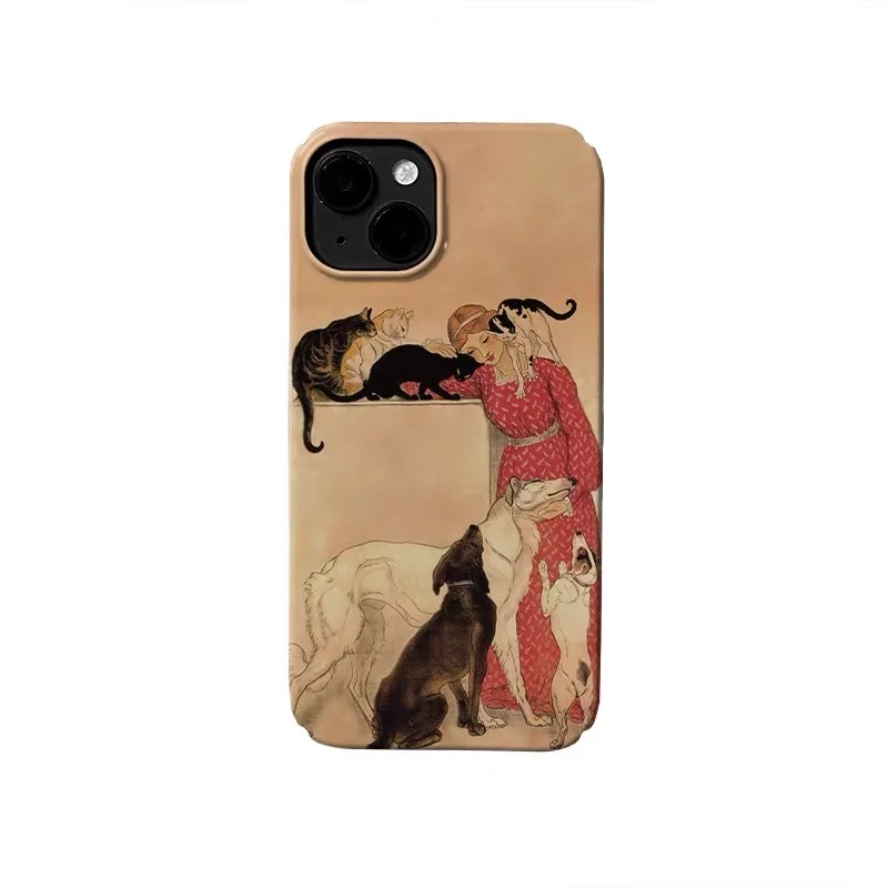 

Ins Korean Orange Cat and Girl Phone Case for IPHONE 17 Air 16E 15 PROMAX 14 Plus 13 12 MINI 11PRO 16Plus XR Acrylic Phone Cover