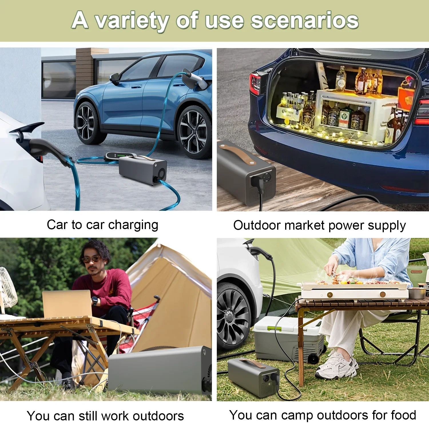 家庭用車両CCS2 5kw V2LポータブルEV充電ステーション テスラ モデル3 X Y用 欧州ソケットV2L放電器付き