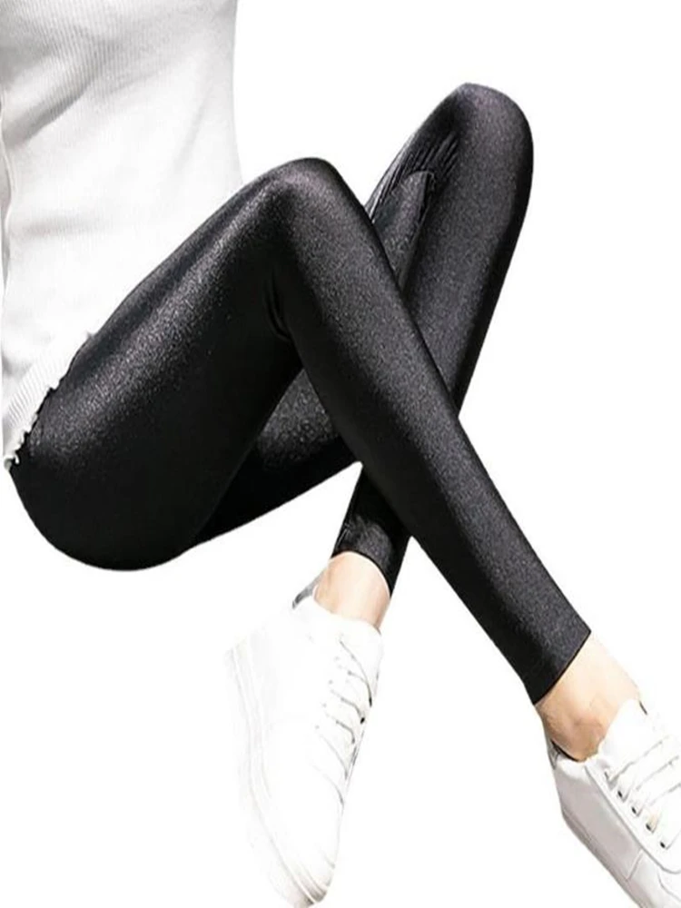 VIIANLES-Leggings Fluorescents Brillants pour Femme, Pantalon Slim, Noir, Haute artificiel astique, Décontracté, Documents Multiples