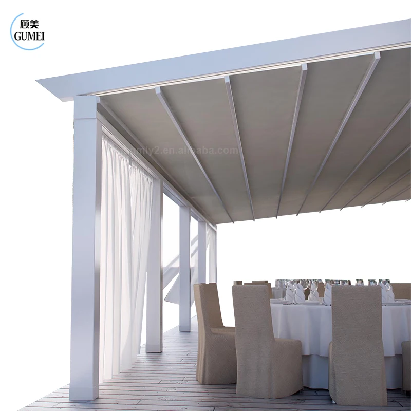 Factory Price Waterproof Retractable Motorised Pergola Awning With Zip Screen