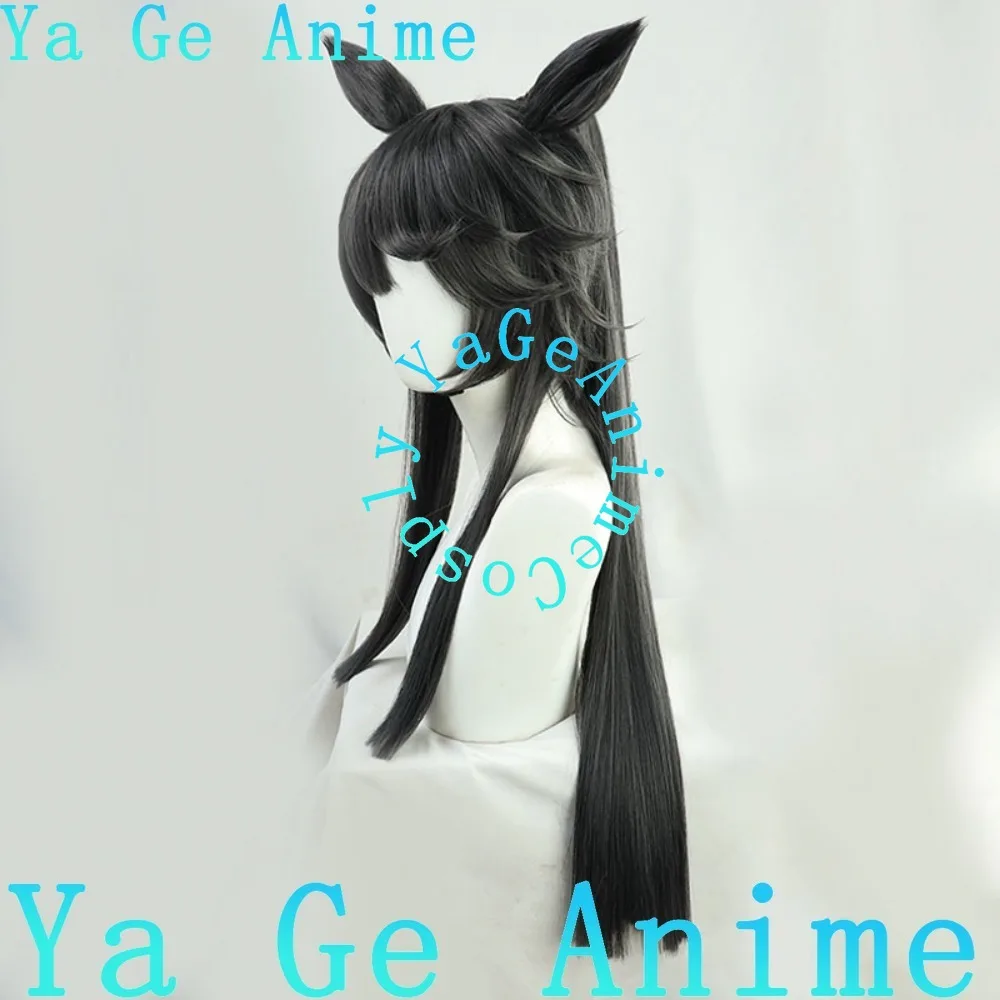 Wig Cosplay Uma Musume Pretty Derby Narita Brian dengan Telinga Ekor Permainan Anime Pesta Karnaval Halloween Rambut Tahan Panas