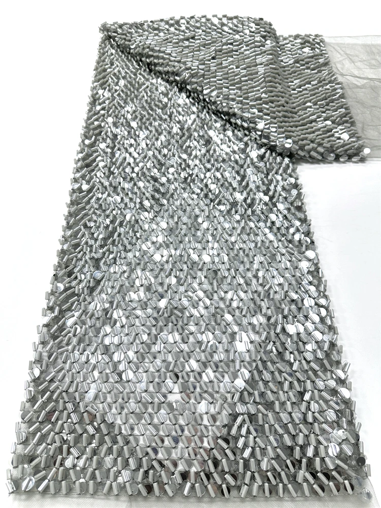 

Новинка! Горячая распродажа: Тюлевая кружевная ткань 2026 с бисером и пайетками, в африканском, нигерийском и французском стиле, для пошива элитных свадебных и вечерних платьев.