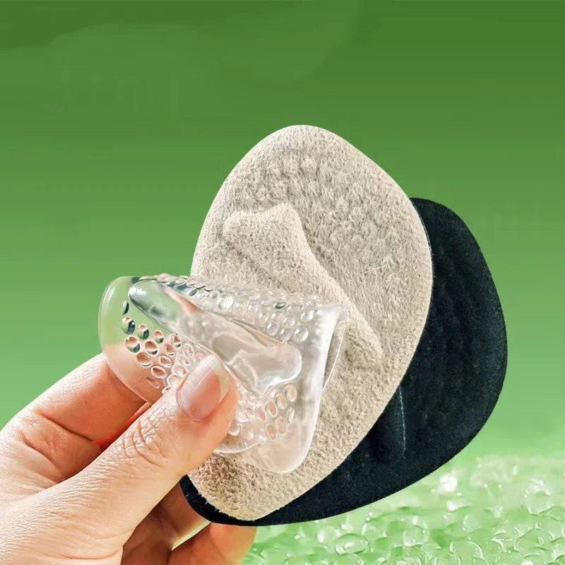 2ペアの滑り止め前足パッド、ハイヒール、厚い衝撃吸収ハーフサイズパッド、汗吸収、通気性のあるマッサージ、滑り止めパッド