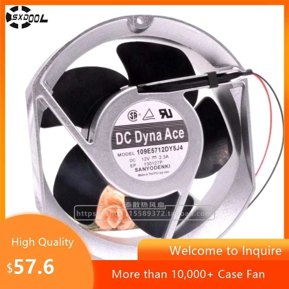 172mm Axial Fan for Sanyo 109E5712DY5J4 12V 2.3A Aluminum Frame DC Cooling Fan 17.2cm 282 CFM for Industrial Applications