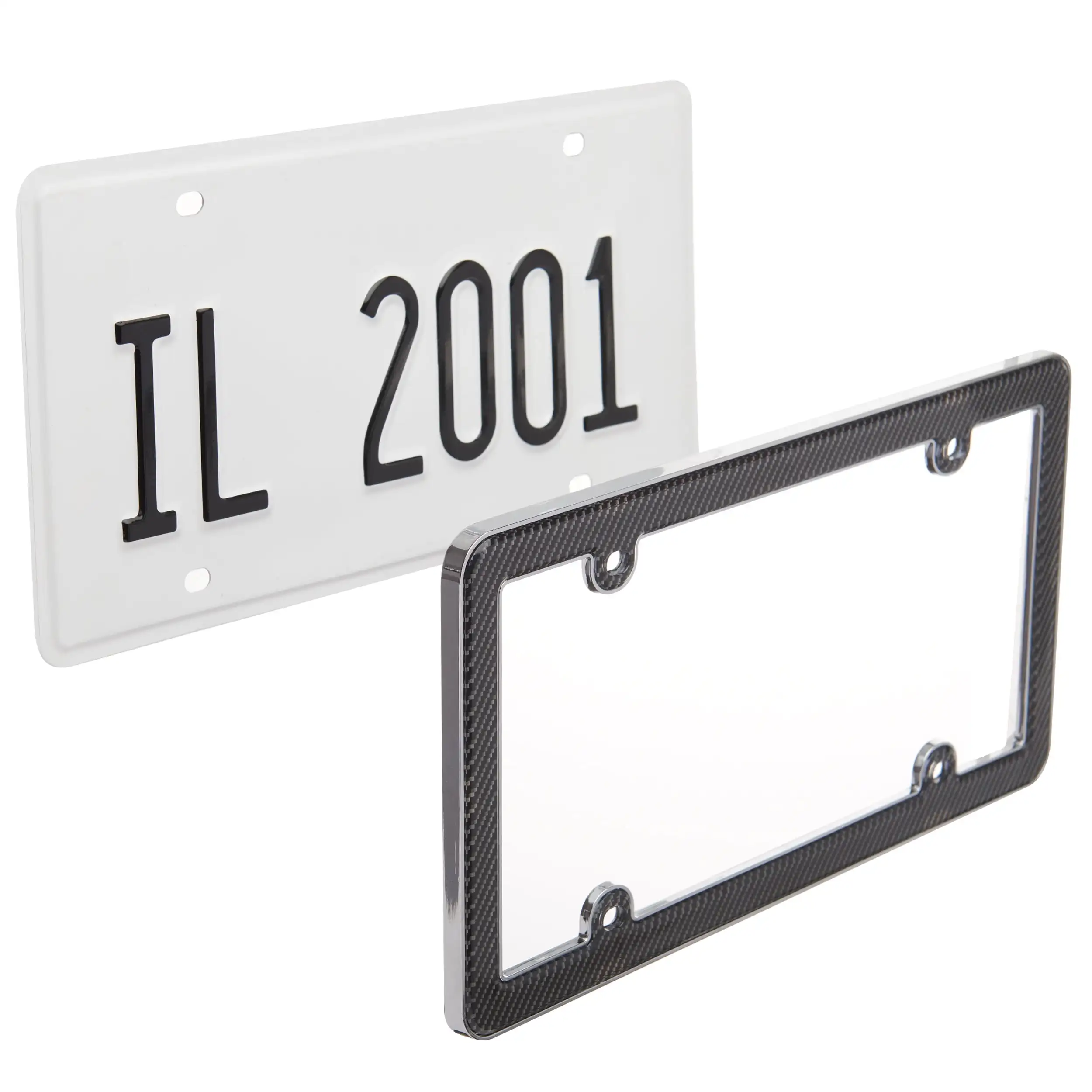 إطار لوحة ترخيص من ألياف الكربون باللون الأسود، غطاء لوحة رياضي مناسب عالمي للسيارات والدراجات النارية، تصميم حديث