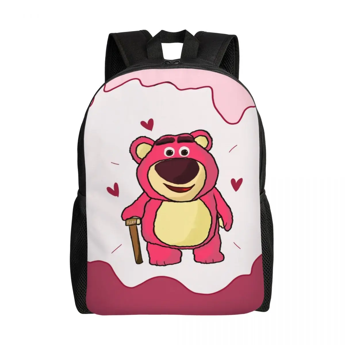 Custom Lotso Huggin Strawberry Bear Heart Travel Backpack Men Women School Laptop Bookbag College Student Daypack Bags