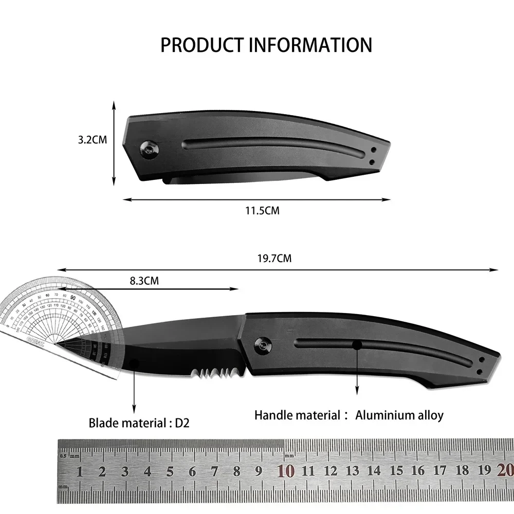 KS 7200 Launch 2 Outdoor Folding Knife D2 Blade Aluminum Handle Camping Hunting Survival Tactical Pocket Knife EDC Rescue Tool