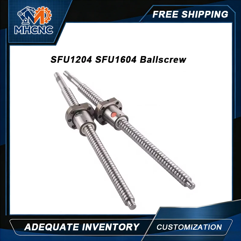 MHCNC SFU1204 SFU1604 Ballscrew C7 Rolled Ball Screw Single Nut 200-1000mm For CNC Router 3D Printer Robot Automation