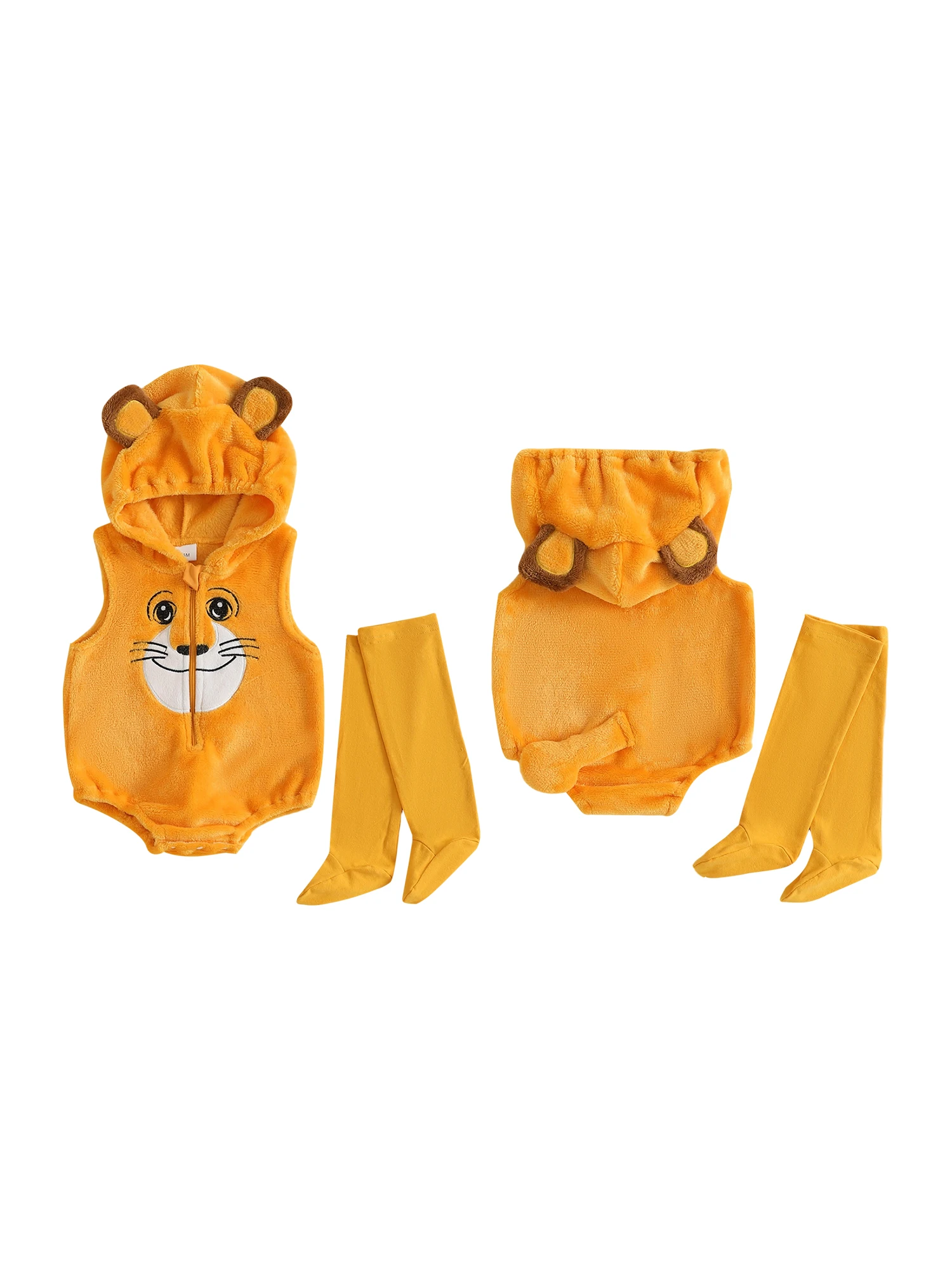 ชุดจั๊มสูทคลุมด้วยผ้าขนแกะนุ่มสําหรับเด็กวัยหัดเดินพร้อมถุงเท้าที่ตรงกันชุดแต่งตัวฮาโลวีนสําหรับเด็ก