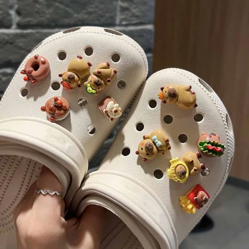 MINISO Capybara Set Shoes Accessories Charming Cartoon Animal Shoe Buckles DIY Soft Adhesive Adults Creative Gift