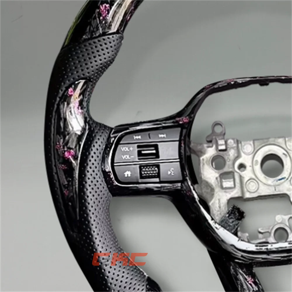 

Customized black Carbon Fiber Perforated Leather Steering Wheel for 2022 2023 2024 2025 Honda Civic