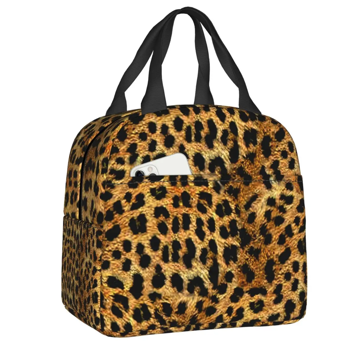 

Custom Leopard Pattern Thermal Insulated Lunch Bag Women Cheetah Print Lunch Container for Outdoor Camping Storage Food Box