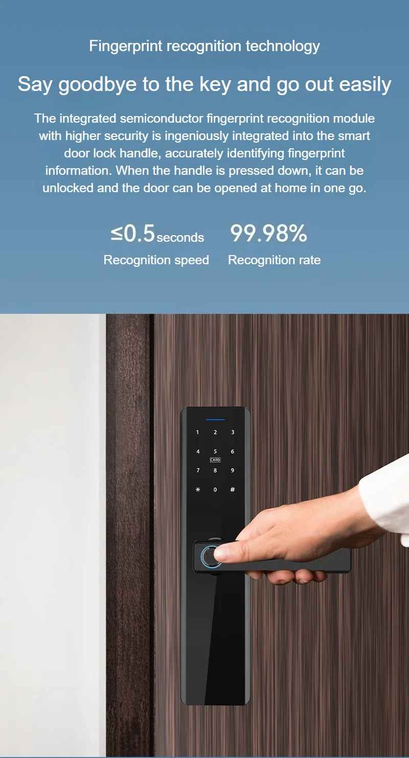 Tuya intelligent lock wooden door anti-theft door video one grip unlock fully automatic fingerprint password lock with lock body
