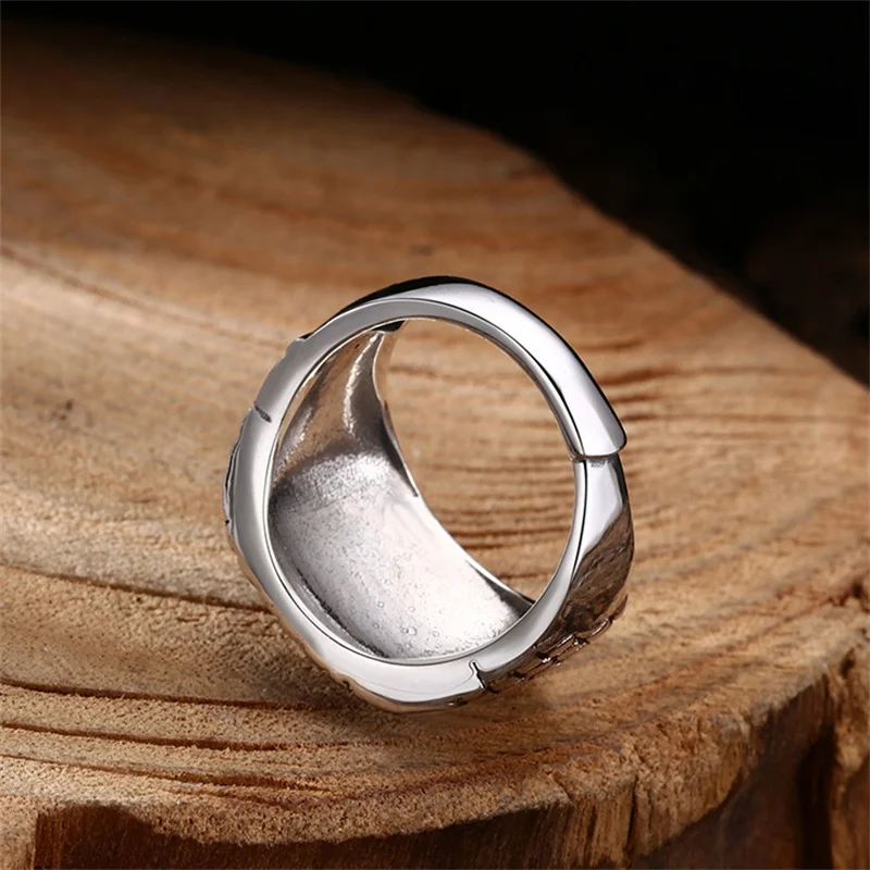 Trendy Fish Scale Design Male Index Finger Ring Adjustable Retro Relief Geometric Pattern Ring For Men Jewelry