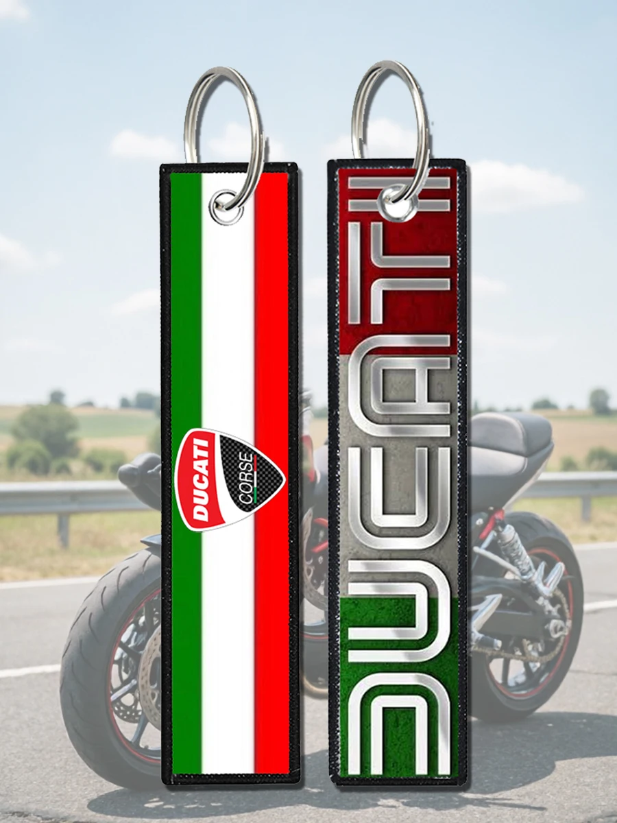 Motorcycle Keyring Double Sided PRINT Woven Keychain BAG TAG Strap for Phone Lanyard Decor GIFT