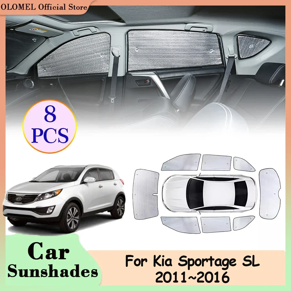 

Автомобильные солнцезащитные козырьки для Kia Sportage SL 2011 ~ 2016, передний и задний солнцезащитный козырек, боковой козырек на лобовое стекло, козырек, коврик, аксессуары