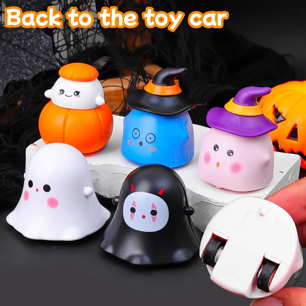 

4Pcs Halloween Cartoon Pumpkin Ghost Inertia Slide Pull Back Car Toys Fall-resistant Mini Pull Back Car Children Puzzle Toy Gift