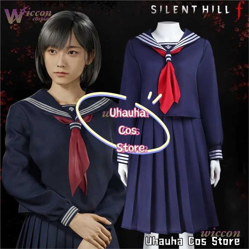 لعبة Hinako Shimizu أزياء تنكرية للنساء زي مدرسي صامت {BankaiMode}Hill Hallowen لعب الأدوار تنورة علوية جورب ربطة عنق Takerlama