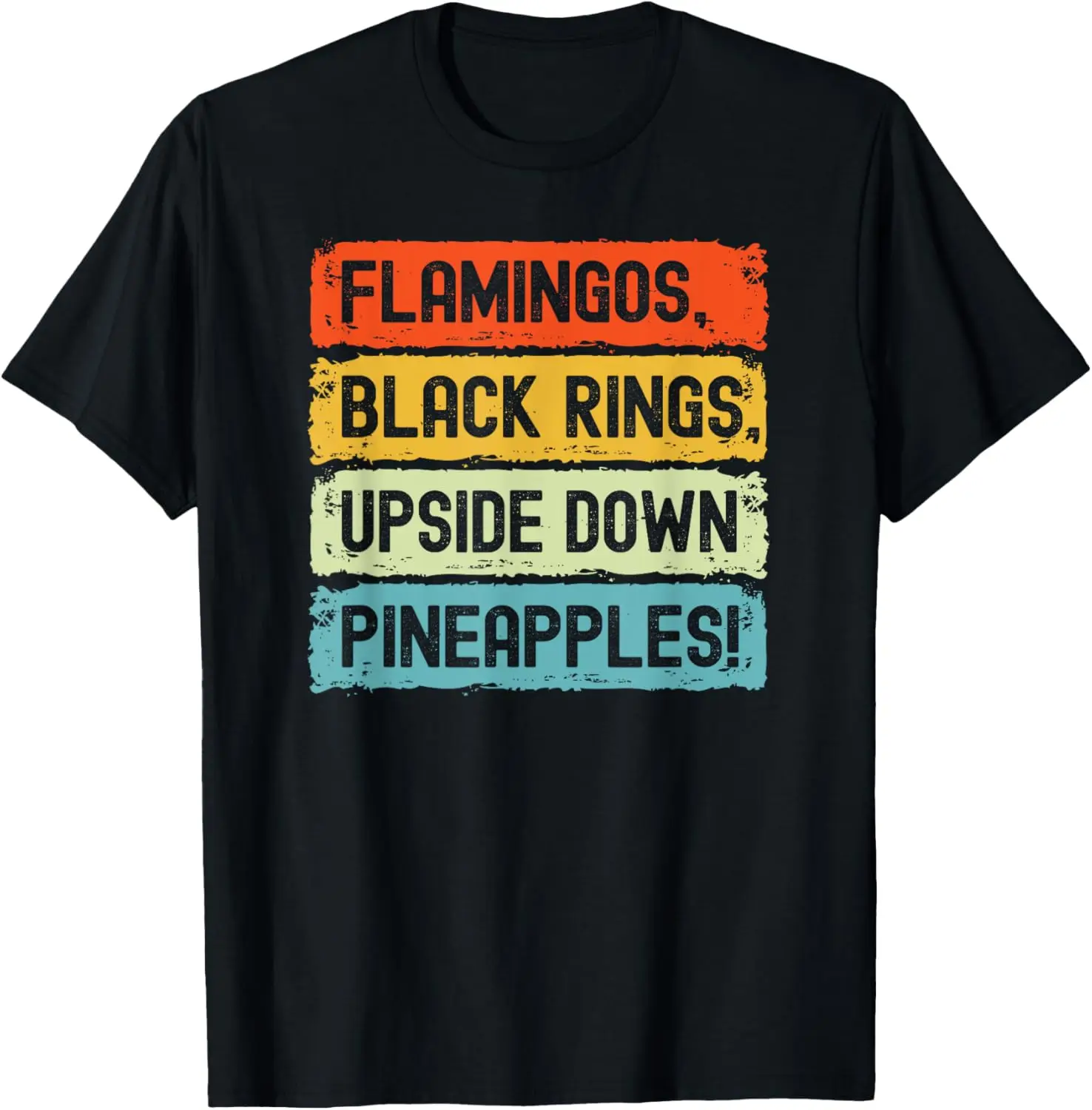 

Retro Flamingos, Black Rings, Upside Down Pineapple Swinger T-Shirt