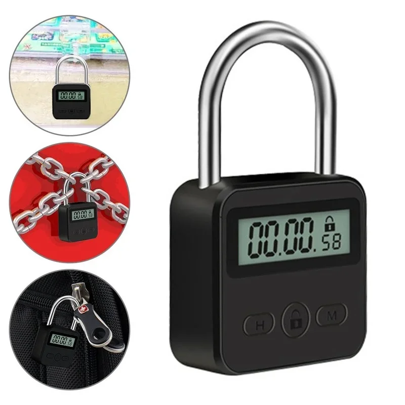 Waterproof Smart Time Lock LCD Display Multifunctional Travel Electronic Timer USB Charging Temporary Timer Padlock