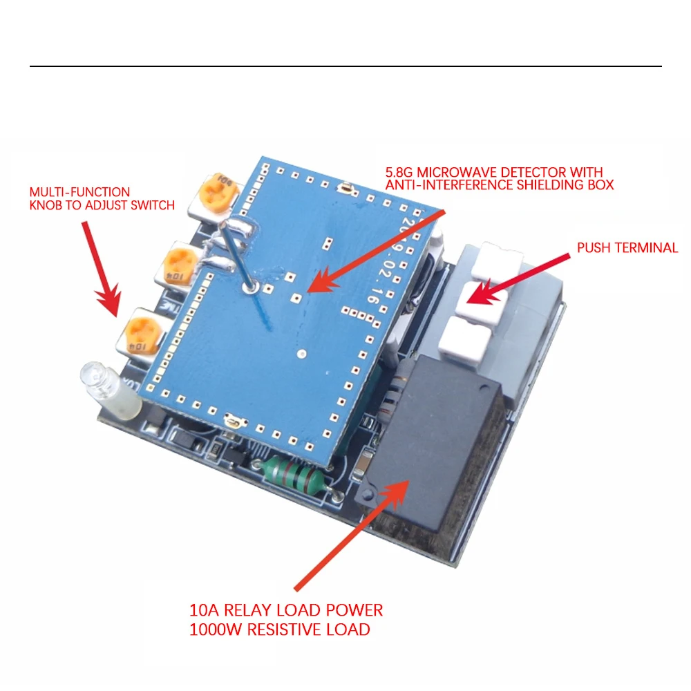 5.8GHz Microwave Radar Sensor Switch AC 220V Human Body Motion Induction Sensor for LED Light Sensors Switches