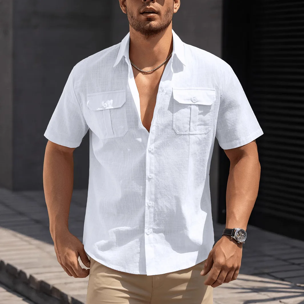 

Мужская летняя футболка из чистого хлопка с отложным воротником, двойной застежкой, модная европейская, приталенная, повседневная