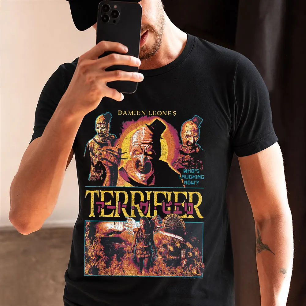 Kanji Poster Retro Horror Movie Terrifier Art The Clown Killer Scary Halloween Gift T Shirt Short Sleeve Graphic clothes S-6XL