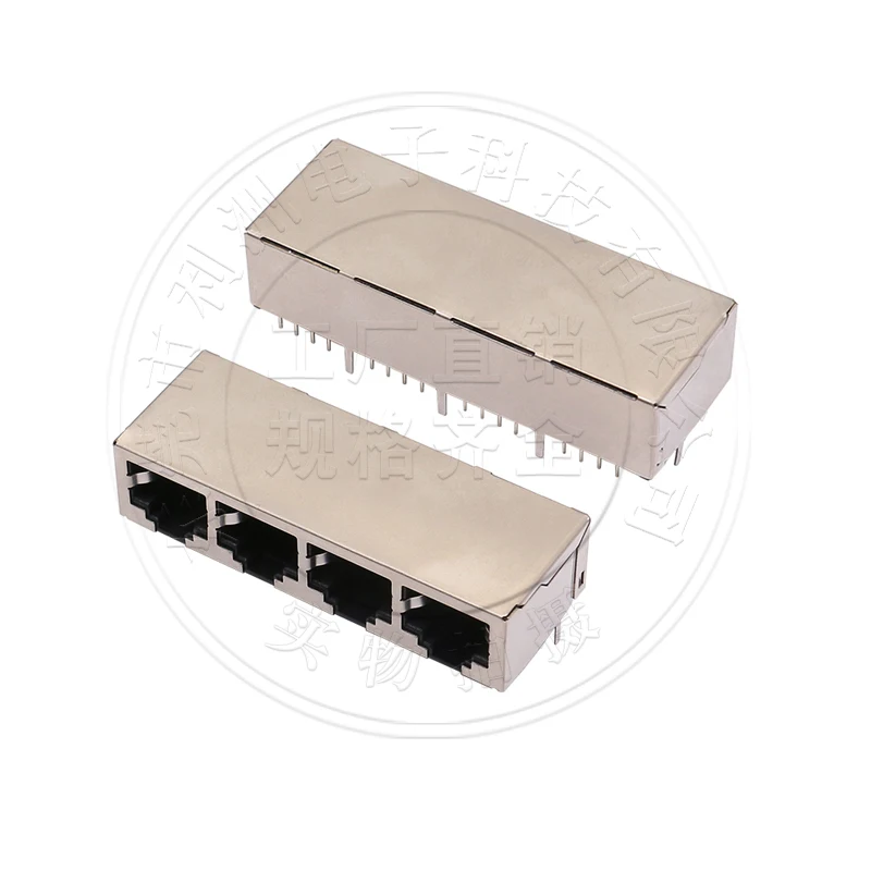 5Pcs/RJ45-5903 all inclusive 10P8C unlit 4P rear two pin connected 1X4 shielded 90 degree bent pin horizontal socket