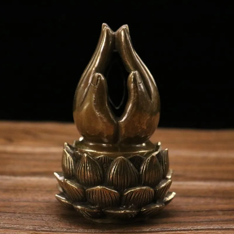 Household pure copper , Buddhist hand burner, desktop ornament, tower incense