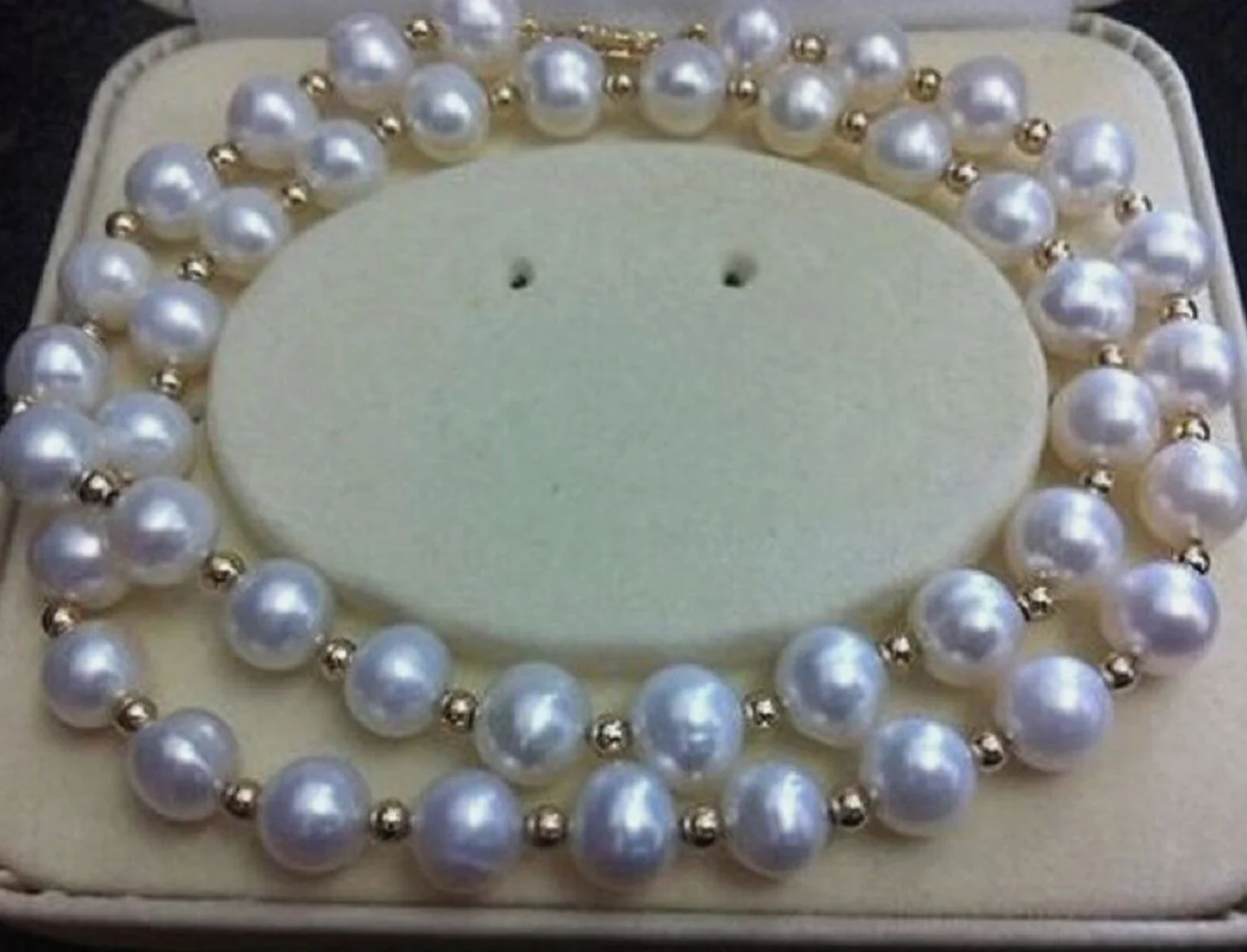 

Authentic Natural AAA+9-10mm White South China Sea Pearl Necklace 18inch" 14k Gold 16inch-30inch