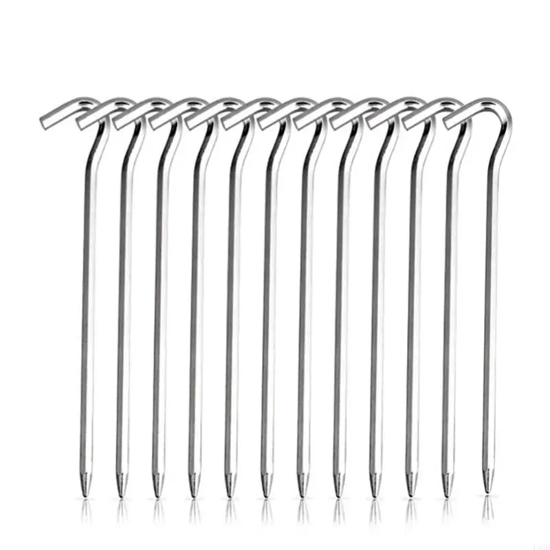 

F68F 12 Pcs Heavy Duty Metal Tent Peg Camping Pegs Spikes Garden Stakes Rustproof Metal Anchors Outdoor Lawn Ground Pegs