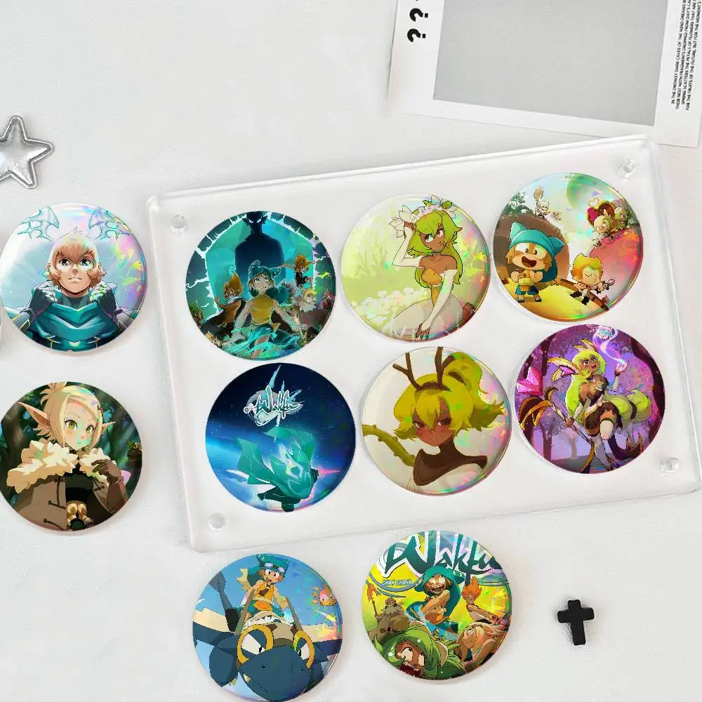 Game W-Wakfu S-Strategy For Badge Fashion Laser Holographic Effect Badge Custom Design Metal Lapel Pin Brooch For Backpack Decor