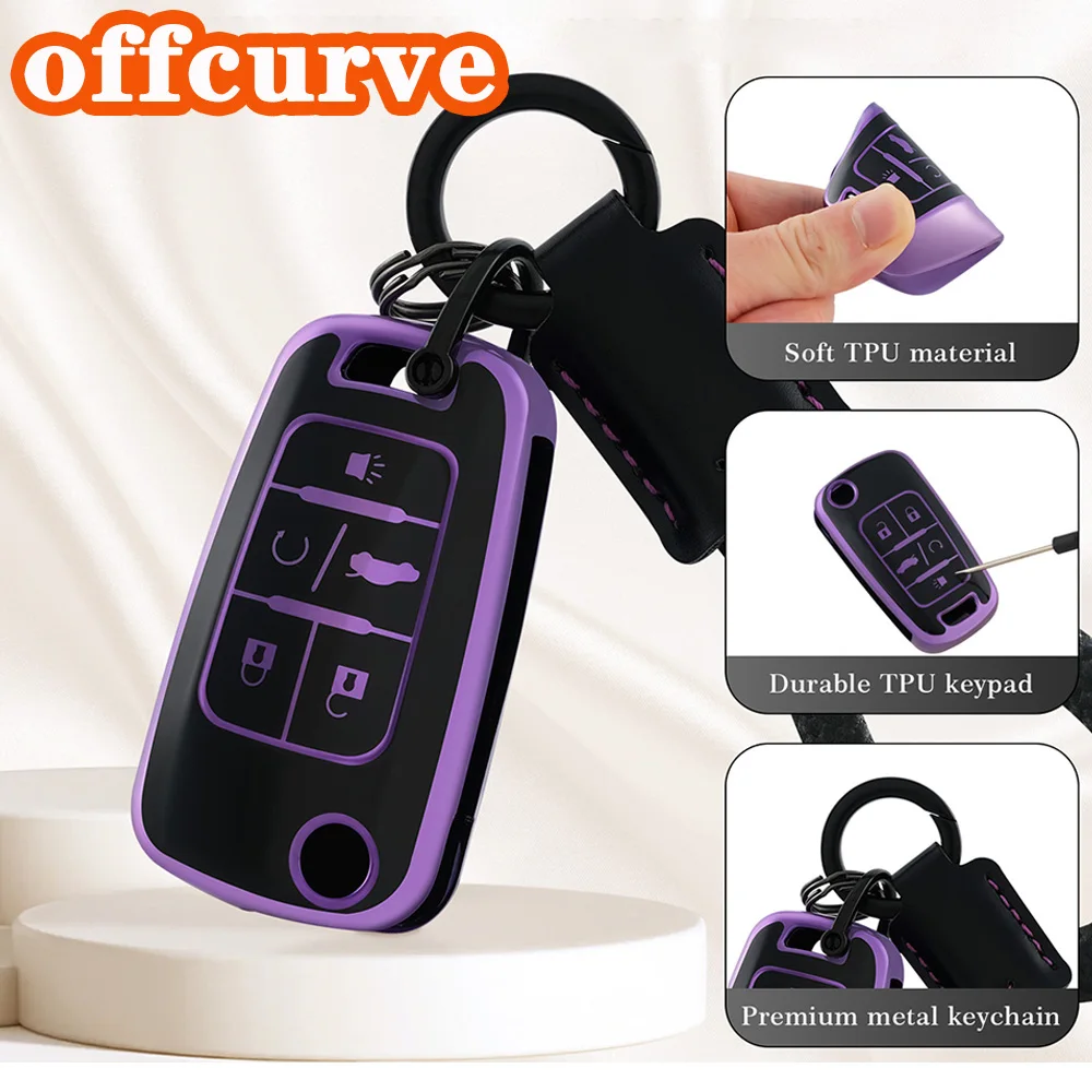for Chevy Premium Key Case Shell Fob Cover  Keychain for Equinox Camaro Cruze Malibu Impala Spark Sonic GMC Buick Terrain Encore