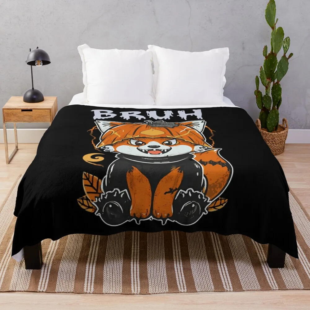 Spooky red panda cute halloween Throw Blanket For Sofa Thin Beautifuls Blankets