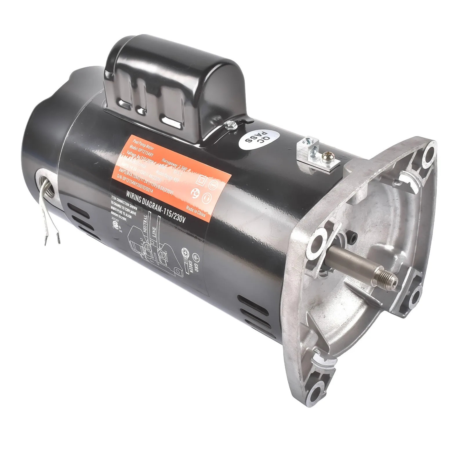 AP02 1.65 HP Inground Pool Pump Motor Square Flange 48Y 115/230V Single Speed 3450RPM