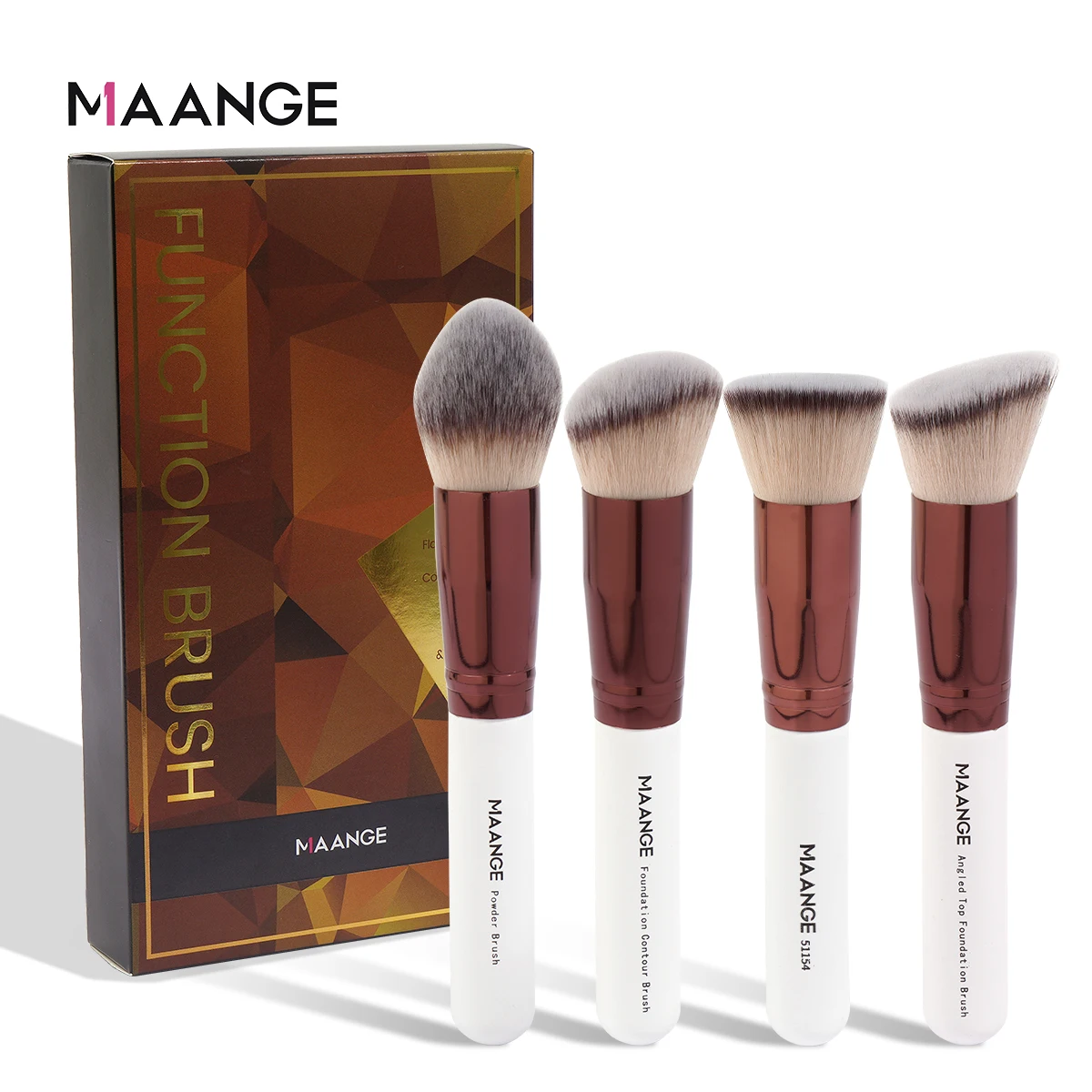 MAANGE 4PCS Professional Makeup Brushes Kit Foundation Concealer Soft Bristles Flawless Beauty Tool Facial Makeup Brush Gift Box