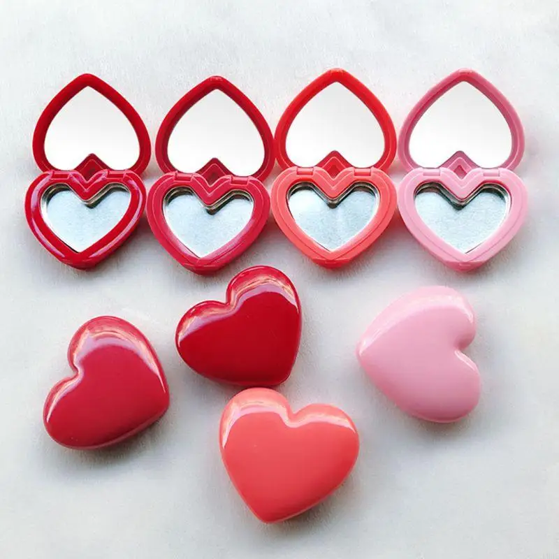 U0DE 1 pièces bricolage boîte fard à paupières vide Mini coeur forme miroir rouge à lèvres conteneur cas