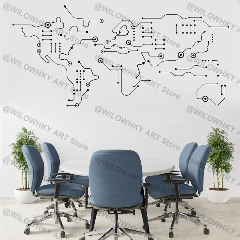 Electronic Chip Circuit Board Map Office Vinyl Wall Sticker IT Software Technology Company Decoration Creative Wallpaper Decal