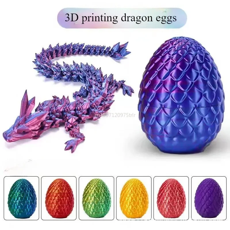 30cm 3D Printed Gem Dragon Crystal Fidget Toy Rotatable Articulated Dragon Egg Ideal Gift for Kids with  Perfect for Birthdays