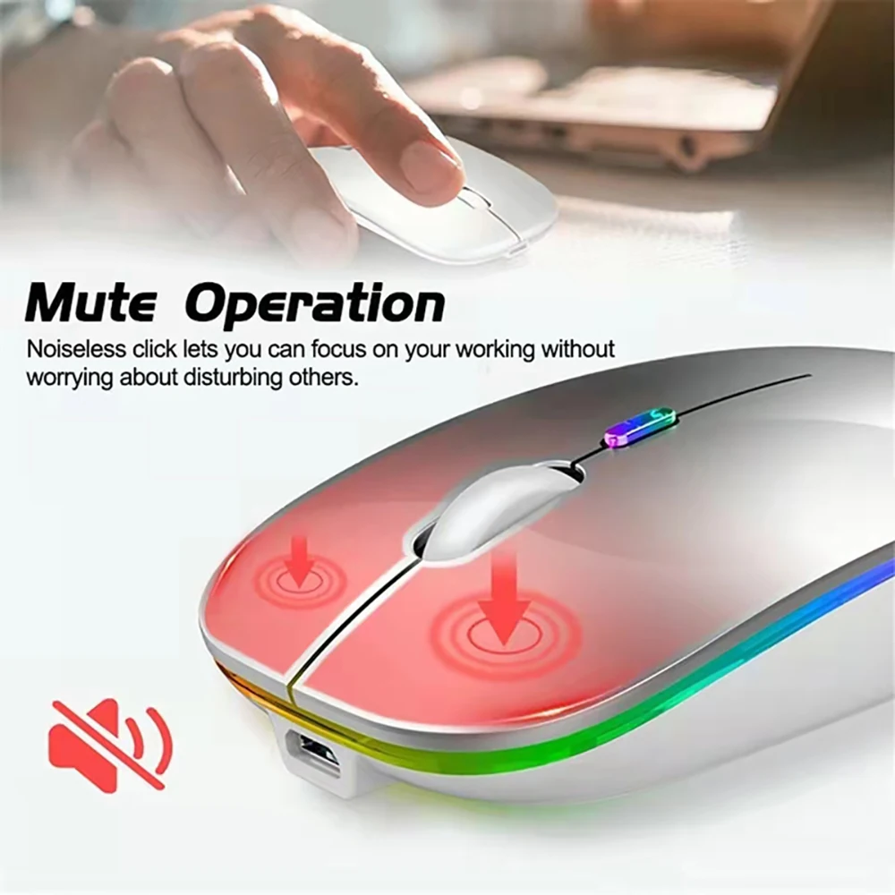 Bluetooth 2.4G USB Wireless Mouse Ergonomic Silent Gaming Mouse Portable Rechargeable RGB Backlight Mouse For Computer Laptop PC