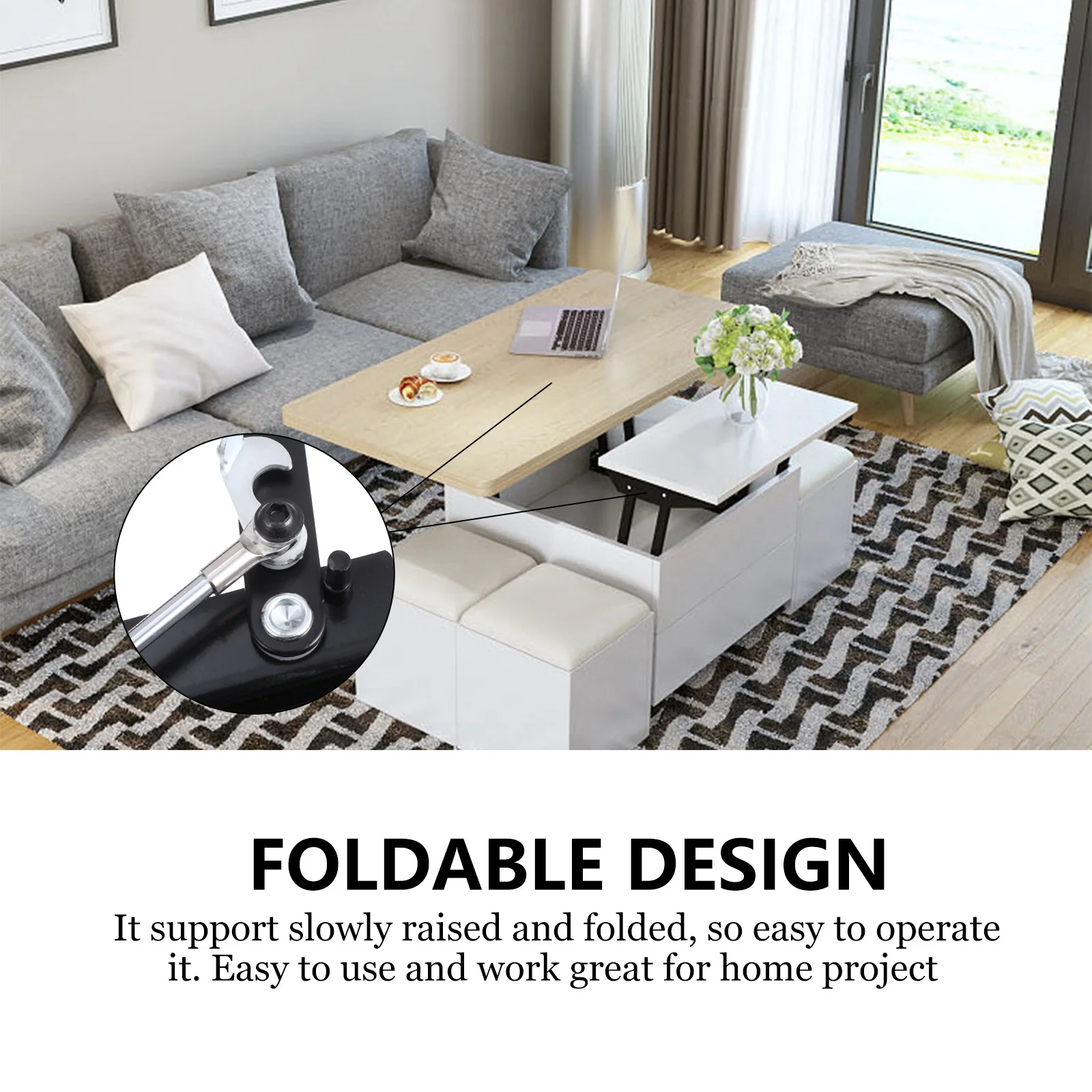 

Coffee Table Lift Top Hardware Gas Spring Buffer Slow Rise Fold Heavy Duty Lifting Frame For Functional Tea Table Wall