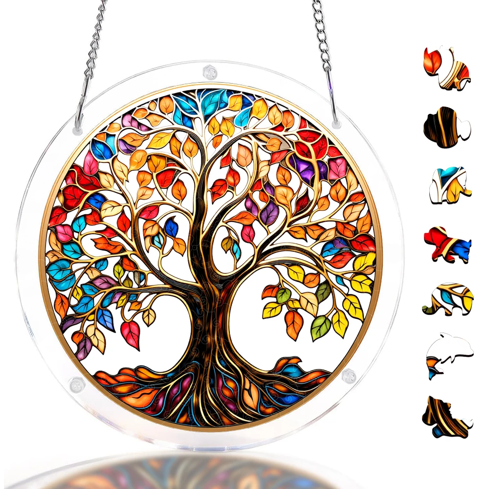 Life Tree Acrylic Puzzle Suncatcher, Acrylic Jigsaw Puzzle Window Hanging, DIY Sun Catcher Window Hanging, Home or Garden Decor